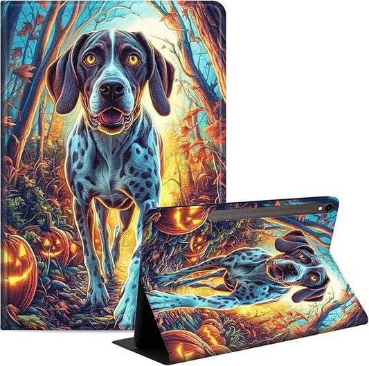 Case for Samsung Galaxy Tab S10 FE/ S9 FE 5G 10.9 Inch/Tab S9 11 Inch, Slim PU Leather Stand Cover with Auto Wake/Sleep, Multi-Angle Viewing & Shockproof, Shorthaired Pointer