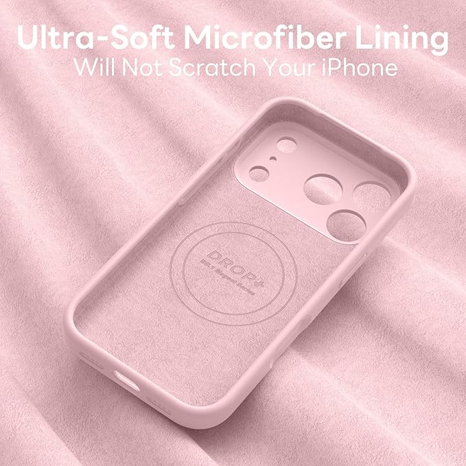 Vooii Magnetic Compatible with iPhone 17 Pro Max Case (Compatible with Magsafe) (Upgraded Camera Protection) Liquid Silicone Shockproof Full Body Protective Phone Cover for Women Men, Pink Sand, 6.9”