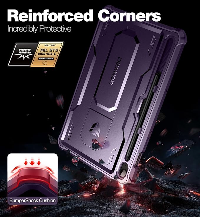 Dexnor Case for Samsung Galaxy Tab S10 Lite /S10 FE/S9 FE 10.9 Inch(2025/2023), [Built in Screen Protector & Kickstand] with Pen Holder Heavy Duty Full Body Cover for S9 FE 5G Tablet Case -Purple