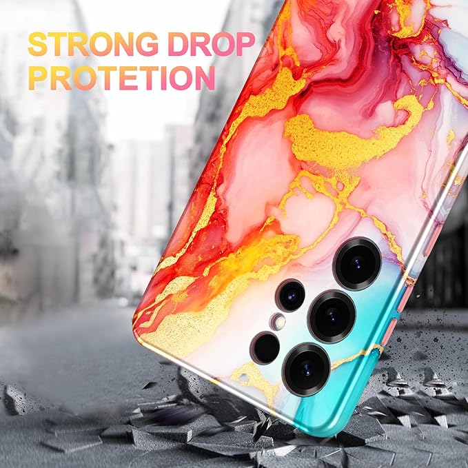 Casetego for Galaxy S25 Ultra Case,Compatible with MagSafe,[Military Grade Drop Test] Full Body Protection Slim Shockproof Rugged Marble Women Case for Samsung Galaxy S25 Ultra 6.9 inch,Rose Gold