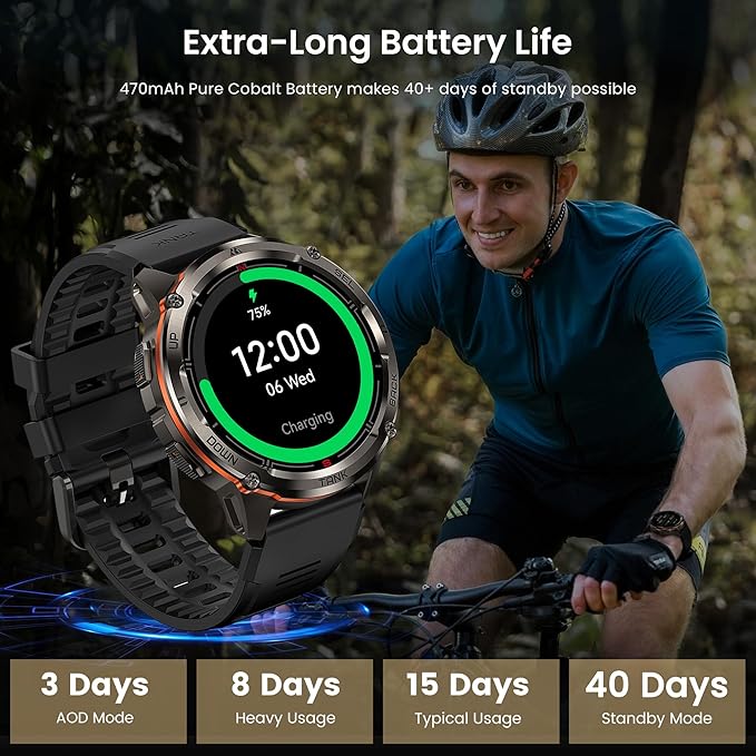 KOSPET Tank T3 Ultra 2 Smart Watch for Men GPS, Extra-Long Battery, Full Stainless Steel Body Rugged Smartwatch with Bluetooth Calling, 1.43" AMOLED Display, Pressure&Altitude&Compass