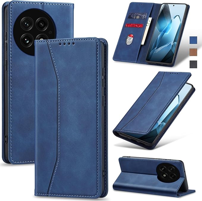 Jasonyu Flip Wallet Case for OnePlus 13 5G,Leather Magnetic Folio Cover with Card Holder,Kickstand - TPU Shockproof Durable Protective Phone Case,Blue