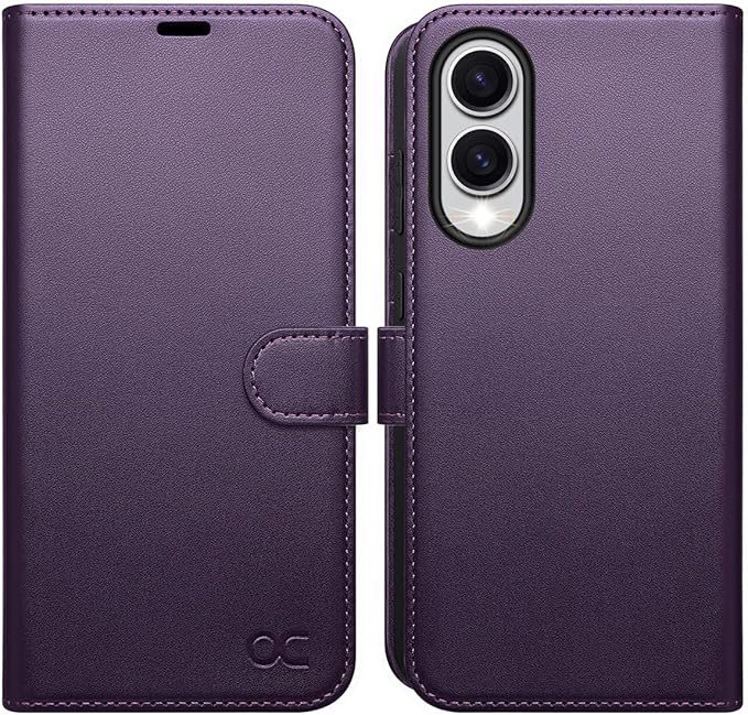 OCASE Compatible with Galaxy S25 Edge Wallet Case, PU Leather Flip Folio Case with Card Holders RFID Blocking Kickstand [Shockproof TPU Inner Shell] Protective Phone Cover 2025, Dark Purlple