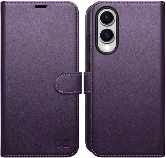 OCASE Compatible with Galaxy S25 Edge Wallet Case, PU Leather Flip Folio Case with Card Holders RFID Blocking Kickstand [Shockproof TPU Inner Shell] Protective Phone Cover 2025, Dark Purlple