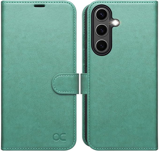 OCASE Compatible with Galaxy S25 Wallet Case, PU Leather Flip Folio Case with Card Holders RFID Blocking Kickstand [Shockproof TPU Inner Shell] Protective Phone Cover 6.2 Inch 2025, Green