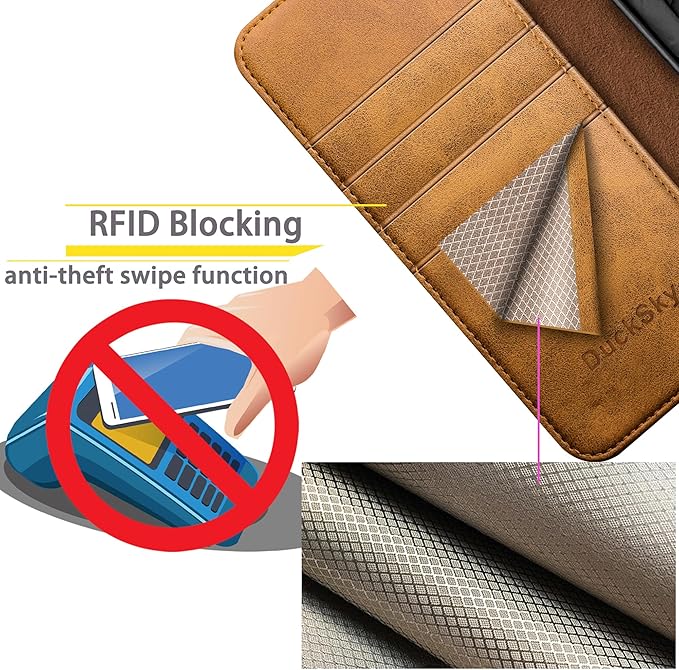 Compatible with Samsung Galaxy S25 Genuine Leather Wallet case【RFID Blocking】【4 Credit Card Holder】【Real Leather】 Flip Folio Book Phone case Cover Women Men for Samsung S25 case Khaki