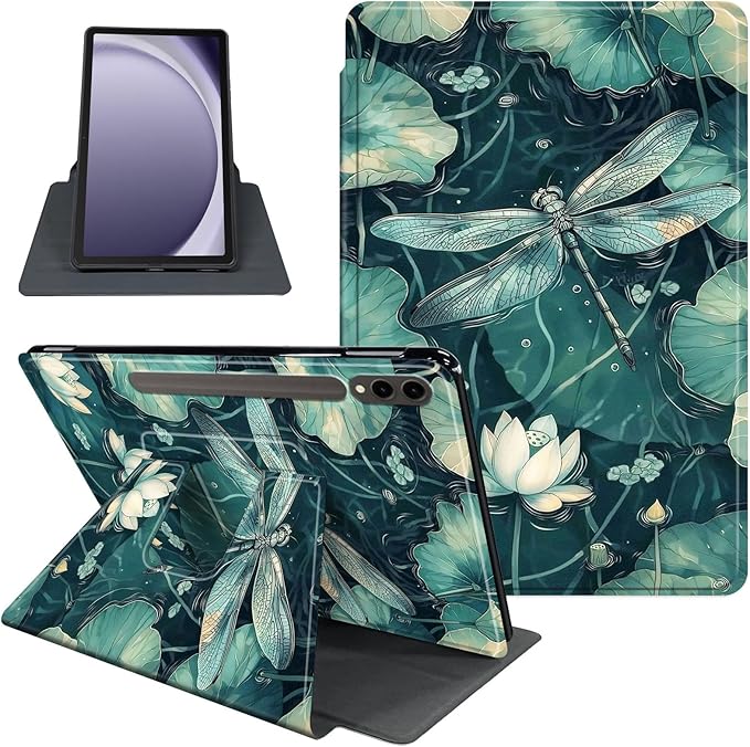 Case for Samsung Galaxy Tab S10 Ultra/Tab S9 Ultra 14.6-Inch, 360 Degree Rotating Folio Stand Smart Cover for Galaxy Tab S10 Ultra/ S9 Ultra 14.6'', Auto Sleep/Wake, Dragonfly 2