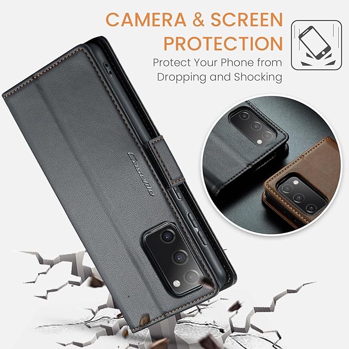 Case for Samsung Galaxy S20 FE Wallet Case, RFID Blocking PU Leather Flip Folio Cover Card Holder Kickstand Shockproof Phone Case Compatible with Samsung Galaxy S20 FE, Black