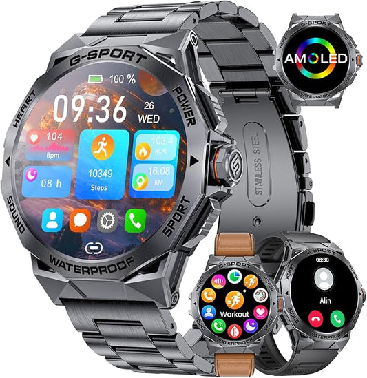 LIGE Smart Watch for Men(Bluetooh Call),1.43" Always on Display Military Smartwatch for Android iOS with 400mAH,120+ Sports Modes,Heart Rate/Blood Pressure Tracker,Multifunction Smart Watch