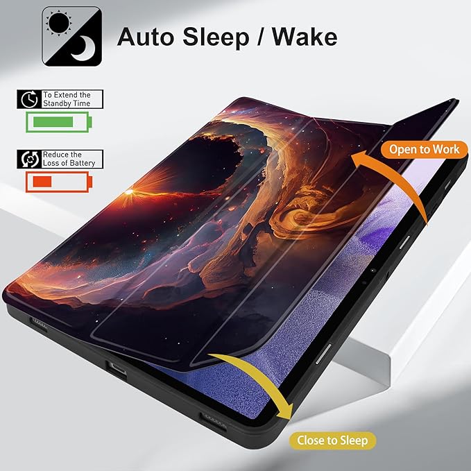 Case for Samsung Galaxy Tab S8 2022 & S7 2020, Shockproof Tablet Case for Samsung Tab S8/S7 11 inch with Auto Sleep/Wake & Trifold Stand & Soft TPU Back Cover, Galaxy Sky
