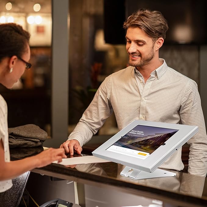 AboveTEK Anti-Theft Tablet Stand – iPad Locking & Security Stand, Countertop & Wall Mount POS Stand, 360° Swivel Kiosk Stand for iPad/iPad Air/iPad Pro – Ideal for Retail Business (White)