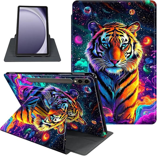 Case for Samsung Galaxy Tab S10 Ultra/Tab S9 Ultra 14.6-Inch, 360 Degree Rotating Folio Stand Smart Cover for Galaxy Tab S10 Ultra/ S9 Ultra 14.6'', Auto Sleep/Wake, Vibrant Tiger