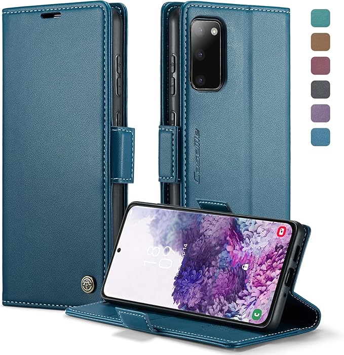 Case for Samsung Galaxy S20 Wallet Case, RFID Blocking PU Leather Flip Folio Cover Card Holder Kickstand Shockproof Phone Case Compatible with Samsung Galaxy S20, Blue