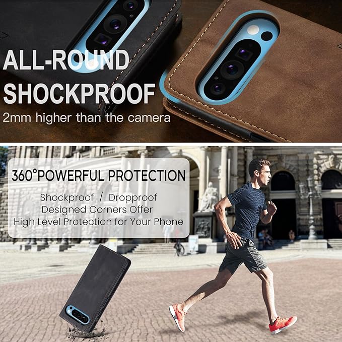 for Google Pixel 9 Pro XL Case, Flip Wallet Leather Case with Card Holder Magnetic Closure Shockproof Kickstand Protective Phone Cases Cover for Google Pixel 9 Pro XL,Black