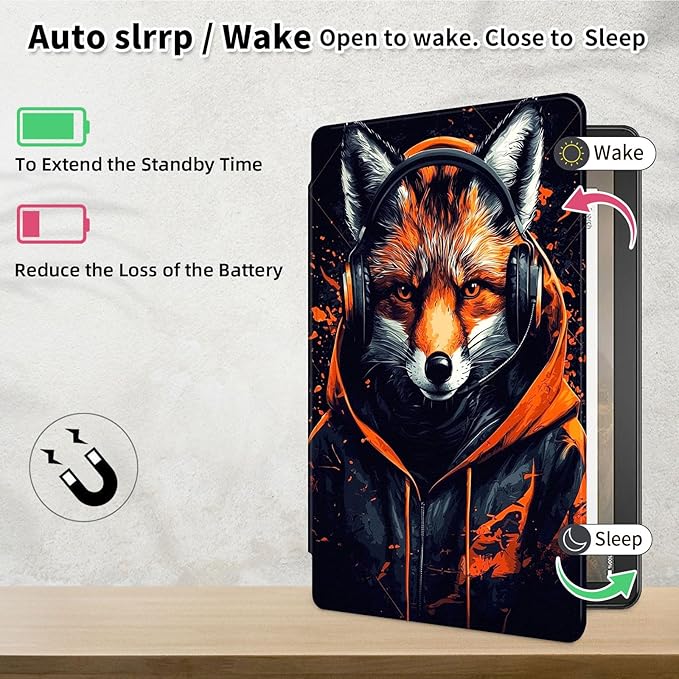 Case for Samsung Galaxy Tab S10 FE / S9 FE 5G 10.9 inch & Tab S9 11 inch, PU Leather 360° Rotating Stand Cover, Auto Sleep/Wake, Folio Smart Protective Cover, Cool Fox