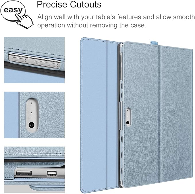 Fintie Case for 12.3 Inch Microsoft Surface Pro 7 Plus, Surface Pro 7/6/5/4/3 - Portfolio Business Cover with Pocket, Compatible with Type Cover Keyboard, Ice Blue