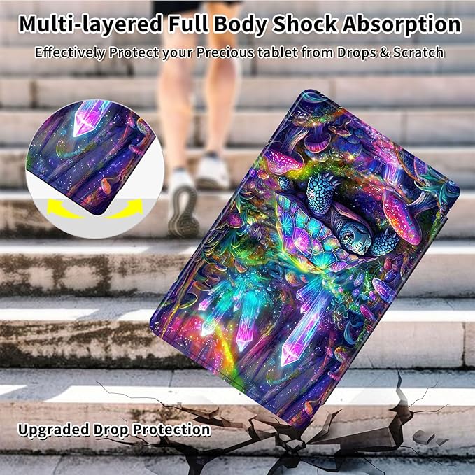 Case for 12.4 inch Galaxy Tab S10 Plus Case (2024), Galaxy Tab S9 Plus Case (2023), 360 Degree Rotating Folio Stand Smart PU Leather Cover, Auto Sleep/Wake, Crystal Turtle