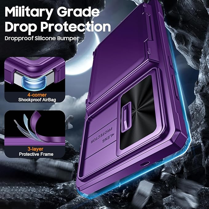 for Samsung Galaxy S25 Ultra Case Wallet with RFID [Cards Holder][Camera Cover][Edge Raised] Full Body Shockproof Silicone Protective Phone Case for Galaxy S25 Ultra 6.9" 2025 (Purple)