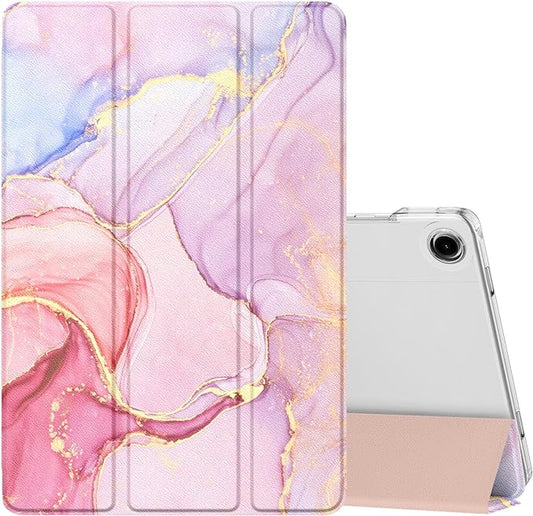 MoKo Case for Galaxy Tab A9+/A9 Plus 11 inch 2023, Slim Stand Protective Smart Cover with Hard PC Translucent Back Shell for Tab A9+ Tablet (SM-X210/X216/X218), Auto Wake/Sleep, Light Pink Gold Marble