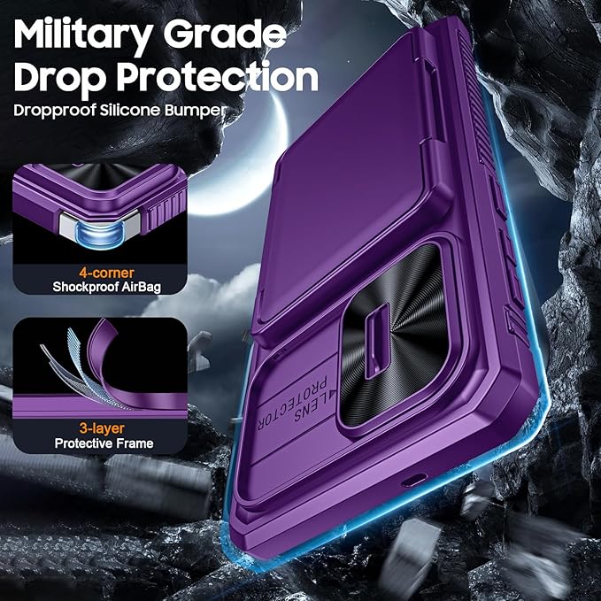 for Samsung Galaxy S25 Edge Case Wallet with RFID [Cards Holder][Camera Cover][Edge Raised] Full Body Shockproof Silicone Protective Phone Case for Galaxy S25 Edge 2025 (Purple)