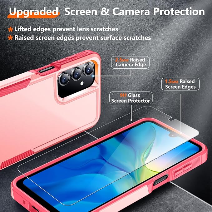 Red2Fire Designed for Samsung Galaxy A16 5G Case, [Military Grade Drop Protection] Non-Slip Heavy Duty Full Body Shockproof Protection Phone Case Galaxy A16 5G Case,Pink
