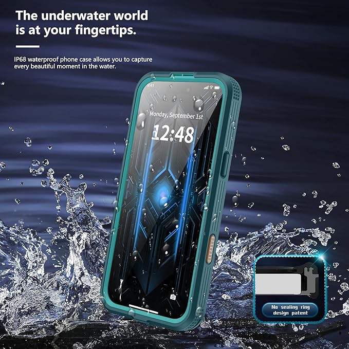 GOLDJU Magnetic for iPhone 17 Pro Max Case-Waterproof, Built-in Screen & Camera Protector-IP68 Underwater Full Body 16FT Military Dropproof Shockproof Case for 17 Pro Max 6.9''- Blue