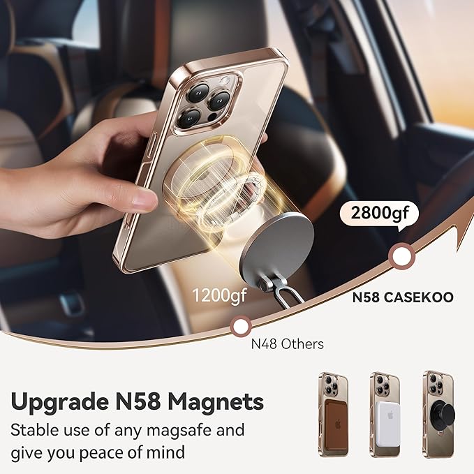 CASEKOO 360 Spin Magnetic Stand Desert Titanium for iPhone 16 Pro Max Case [Compatible with Magsafe][16FT Military Protection] Slim Polished for iPhone 16 ProMax Case with Stand 6.9'', Rose Gold