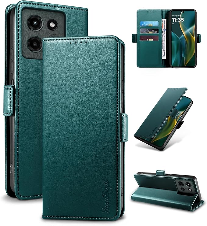 Wallet Flip Case for Moto G 5G (2025) - [RFID Blocking] Luxury PU Leather Card Holder Magnetic Phone Cover with Kickstand,Shockproof Protective Case,Green