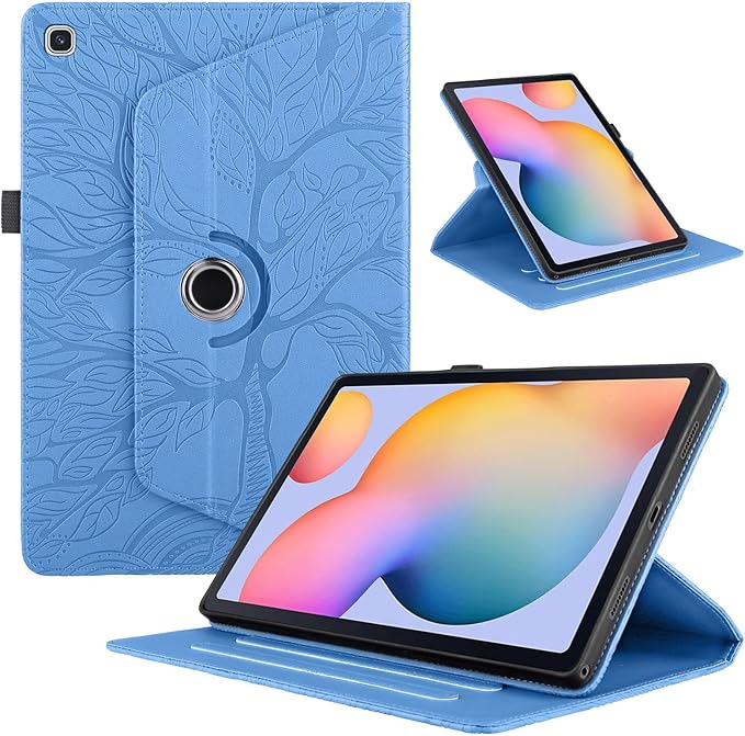 Rotating Case for Samsung Galaxy Tab A7 10.4'' 2022/2020 PU Leather Protective Cover Lightweight Flip Stand with Card Holder for Galaxy Tablet Model T500/T503/T505/T507-Turquoise