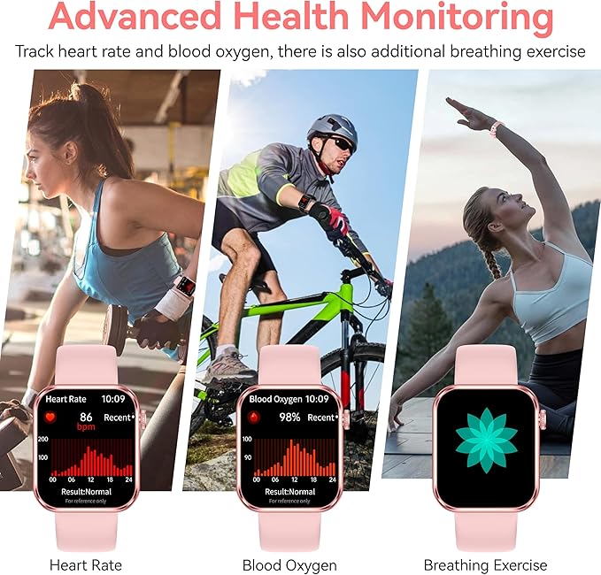 KPEP Smart Watches MP3 Player 2 in 1, 1.85" HD Smartwatch for Men Women, Answer/Make Calls, Sleep/SpO2/Heart Rate Monitoring, 100+ Sports Modes, IP68 Waterproof Fitness Tracker for iOS Android, Pink