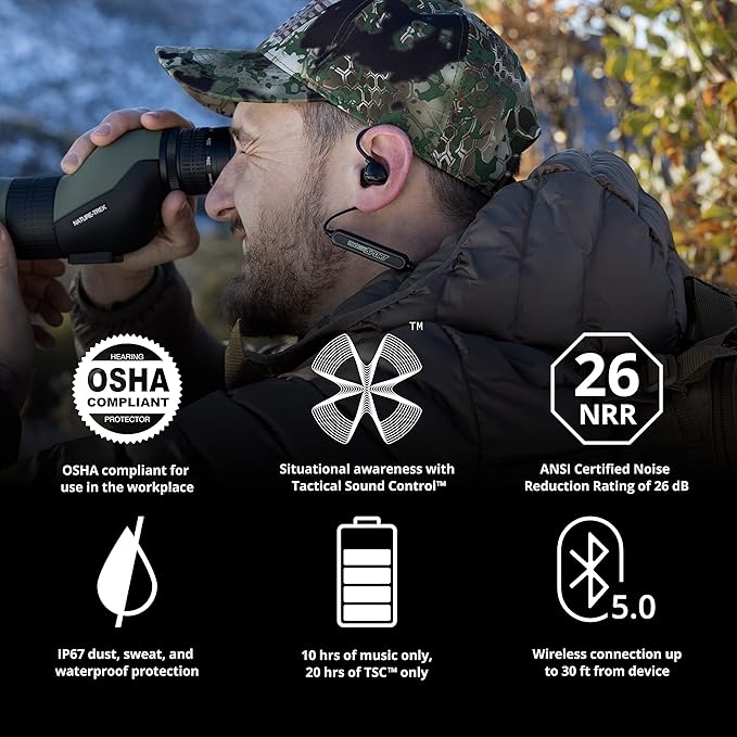 ISOtunes Sport Advance BT Shooting Earbuds: Tactical Bluetooth Hearing Protection (Advance BT-Matte Black)