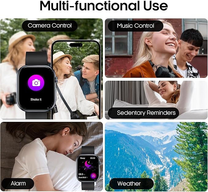 Smart Watch for Men Women (Receive/Make Calls), 1.96" AMOLED Slim Sports Fitness Tracker, Heart Rate/Sp02/Sleep Monitoring, SOS, IP68 Waterproof, Pedometer for Android/iOS (Yellow)