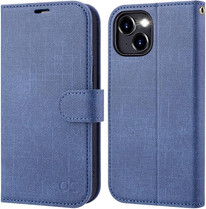 OCASE Compatible with iPhone 15 Wallet Case, PU Leather Flip Folio Case with Card Holders RFID Blocking Kickstand [Shockproof TPU Inner Shell] Phone Cover 6.1 Inch 2023, Denim Blue