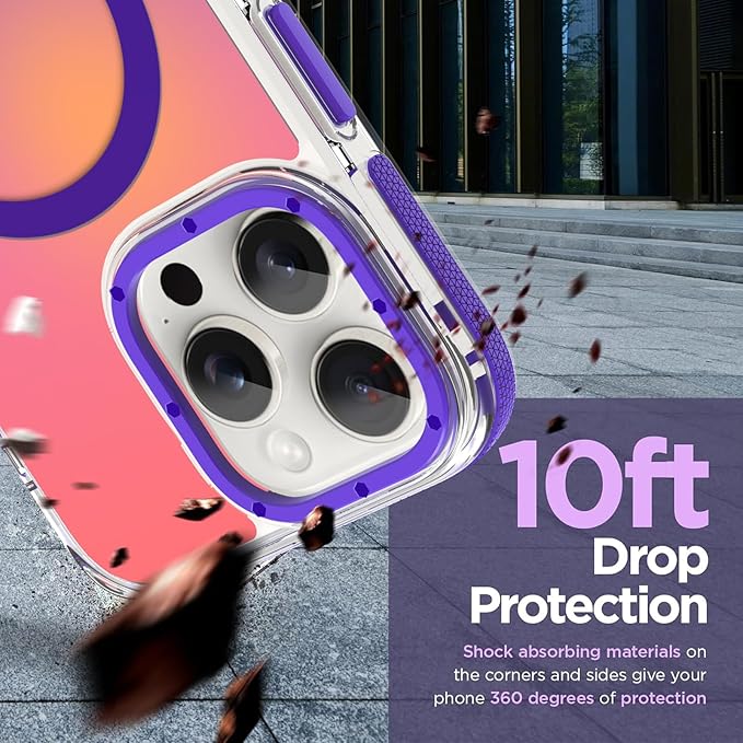 MOWIME Magnetic Case for iPhone 16 Pro Max [Compatible with Magsafe] [Cute Fashion Fluorescent Design] [1 Screen Protector] Slim Translucent Matte Cover for iPhone 16 Pro Max 6.9" 2024, Purple