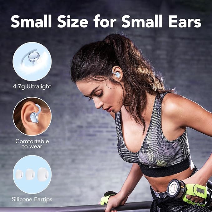 KT1 Wireless Earbuds V5.3 Bluetooth Earbuds 120Hrs Playtime, 4.7g Mini Size Painless Wear, IPX7 Waterproof, Deep Bass 2.0, Over-Ear Ear Buds Wireless Bluetooth Headphones for Sport Running (Blue)