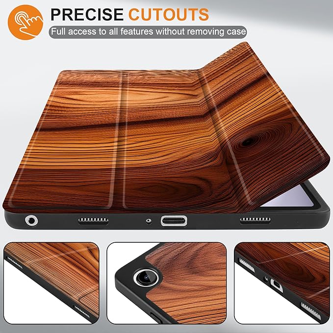 MEEgoodo Case for Samsung Galaxy Tab A9 Plus 11 inch Cover 2024 2023 with S Pen Holder, A9+ Smart Tablet Cases with Leather Trifold Stand+Soft TPU Back Shell+Smart Auto Wake/Sleep, Tree Rings