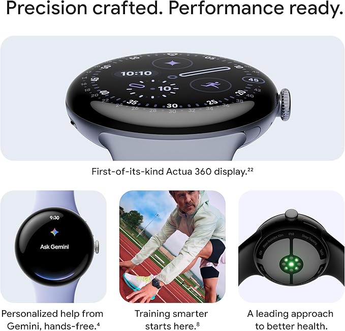 Google Pixel Watch 4 (41mm) - Android Smartwatch with Heart Rate and Sleep Tracking - 30-Hour Battery - Fitness Tracking - Google AI - Champagne Gold Aluminum Case - Lemongrass Active Band - Wi-Fi