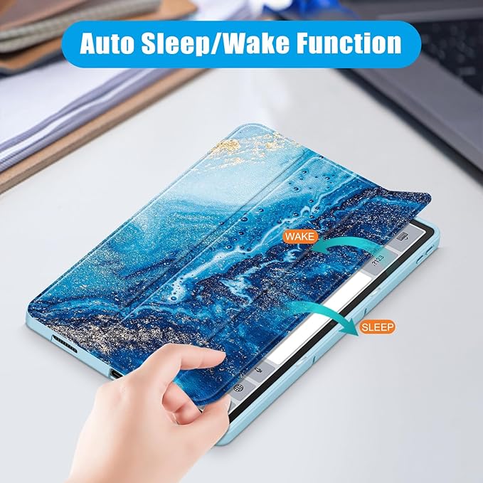 Case for Lenovo Tab P12 12.7 Inch 2023 Tablet, Smart Soft TPU Back Shell Cover with Auto Wake/Sleep Function,Waves