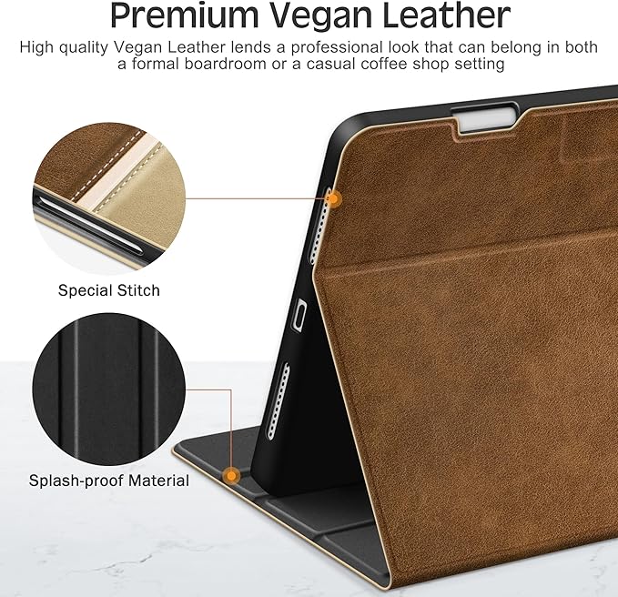 KingBlanc Case for iPad Pro 11 inch (M4) 2024 with Pencil Holder, Vegan Leather Smart Stand Cover, Auto Sleep Wake, Support Pencil Pro/(USB-C), Angles for Viewing/Writing, Durable Protection, Beige