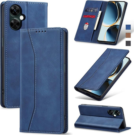 Jasonyu Flip Wallet Case for OnePlus Nord N30 5G,Leather Magnetic Folio Cover with Card Holder,Kickstand - TPU Shockproof Durable Protective Phone Case,Blue