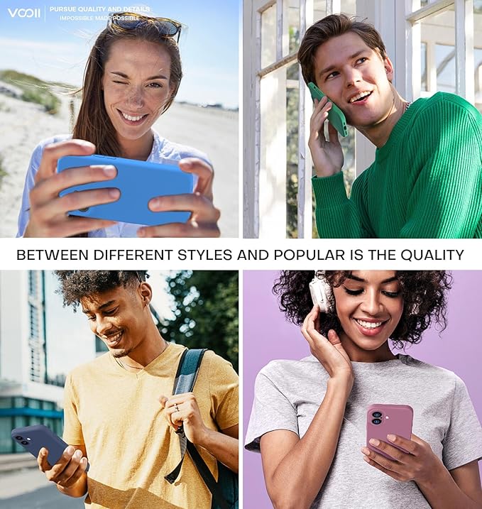 Vooii Compatible with iPhone 16 Plus Case, Liquid Silicone Upgrade [Camera Protection] [Soft Anti-Scratch Microfiber Lining] Shockproof Phone Case for iPhone 16 Plus 6.7 inch - Navy Blue