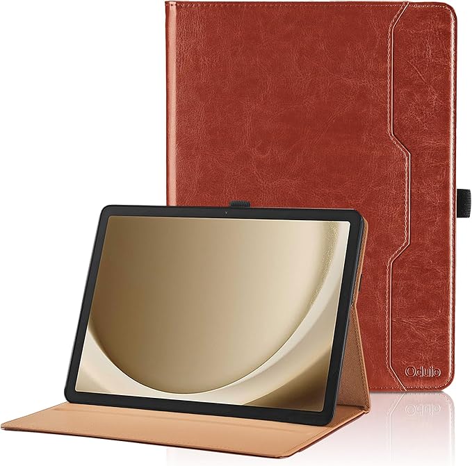 Case for Samsung Galaxy Tab A9 Plus 11 Inch 2023 (SM-X210/X215/X216) - PU Leather Folio Stand Case with Hand Starp and Pocket, Auto Wake/Sleep Smart Tablet Cover, Brown
