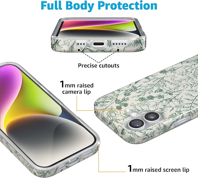 Casely iPhone 17 Case | Sage Garden | Green Floral | Compatible with MagSafe | Classic Ultra Slim Design