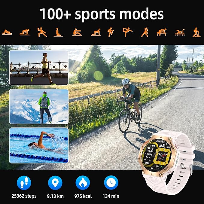 ZL-SW8(Pink) 1.39" Stylish Smartwatch for Women, Bluetooth Calling, AI Voice Assistant, 107 Sport Modes, 3ATM Waterproof, Fashionable Design, Compatible with Android/iOS