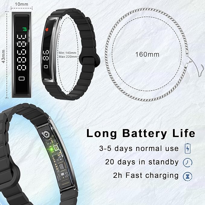 Efolen Smart Bracelet for Women,Ultralight Fitness Tracker Smart Wristband with Heart Rate/Blood Oxygen/Sleep Monitor/Pedometer,Slim Smartwatch for Android iPhone,Activity Tracker,2 Band,2 Band,Black