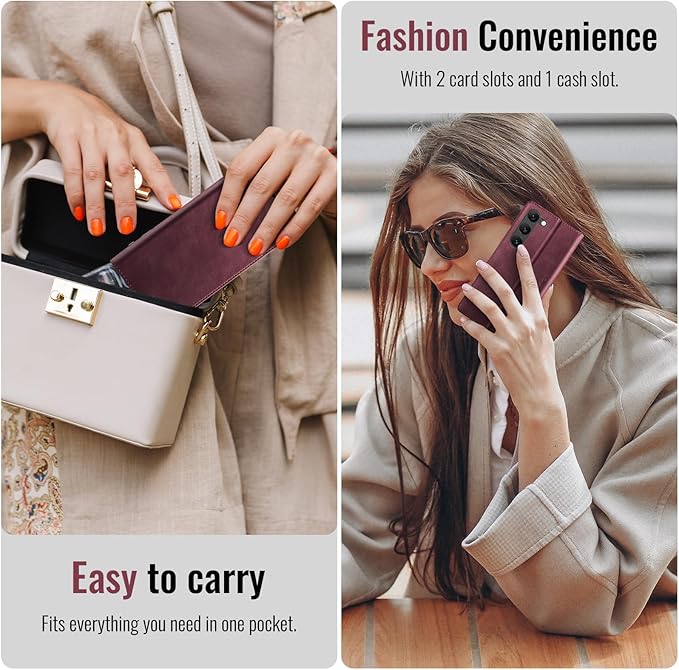 Wallet Case for Samsung Galaxy S23 5G Leather Wallet Flip Cover with Card Holder, Kickstand, Magnetic Closure, RFID Blocking TPU Shockproof Phone Case Compatible with Galaxy S23, Red