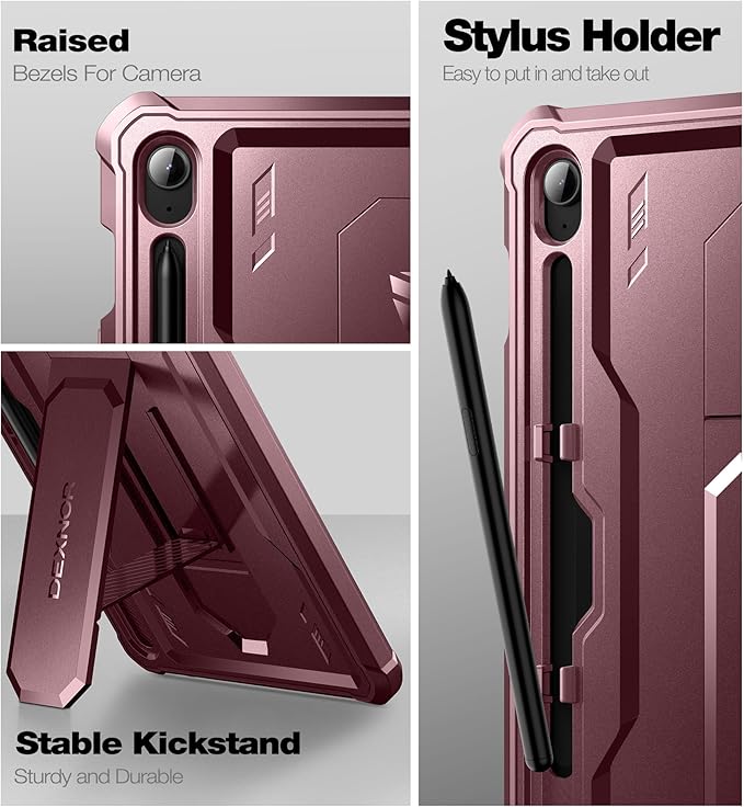Dexnor Case for Samsung Galaxy Tab S10 Lite /S10 FE/S9 FE 10.9 Inch(2025/2023), [Built in Screen Protector & Kickstand] with Pen Holder Heavy Duty Full Body Cover for S9 FE 5G Tablet Case (Red)