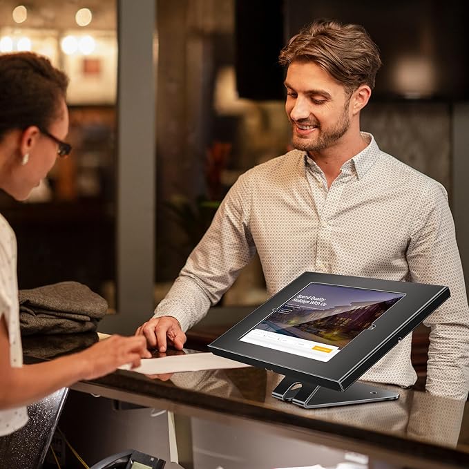 AboveTEK Anti-Theft Tablet Stand – iPad Locking & Security Stand, Countertop & Wall Mount POS Stand, 360° Swivel Kiosk Stand for iPad/iPad Air/iPad Pro – Ideal for Retail Business (Black)