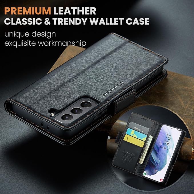 Case for Samsung Galaxy S21 Plus Wallet Case, RFID Blocking PU Leather Flip Folio Cover Card Holder Kickstand Shockproof Phone Case Compatible with Samsung Galaxy S21 Plus, Black