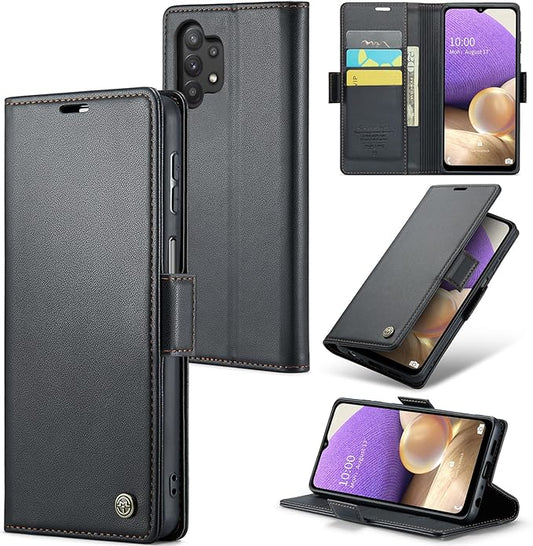 for Samsung Galaxy A32 5G Case, Premium PU Leather Wallet Case Flip Cover with [RFID Blocking][Card Holder][Stand Function] for Samsung Galaxy A32 5G (Non 4G Version), Black